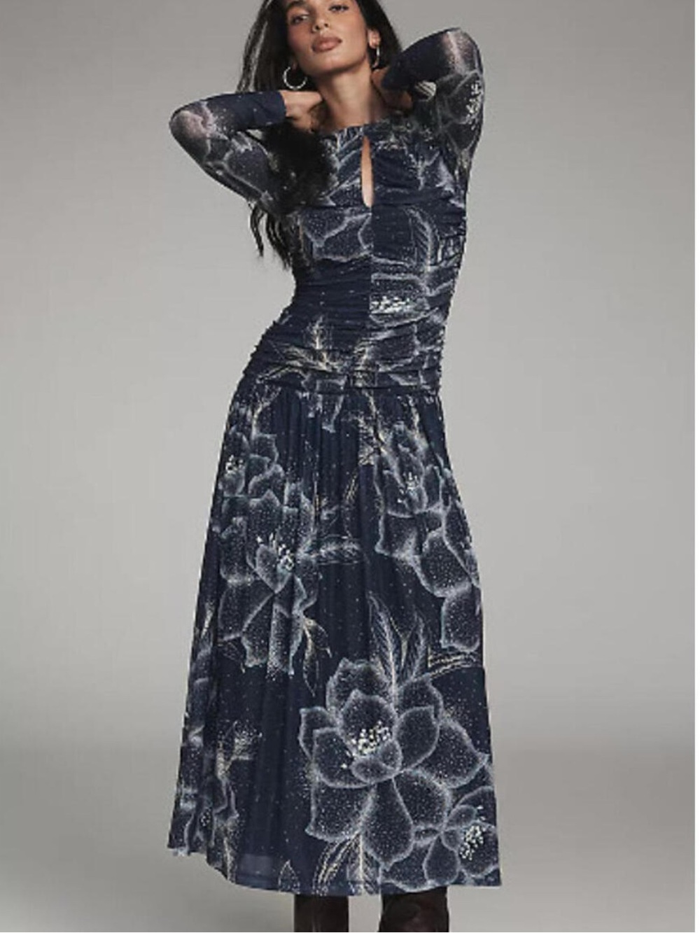 New FARM Rio x Anthropologie Long Sleeve Keyhole Maxi Dress